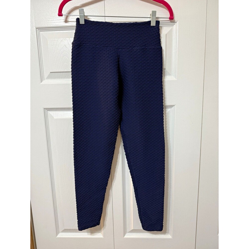 Booty by Brabants Blue Textured High Rise Ankle Leggings Polyamide U J-20-080120
